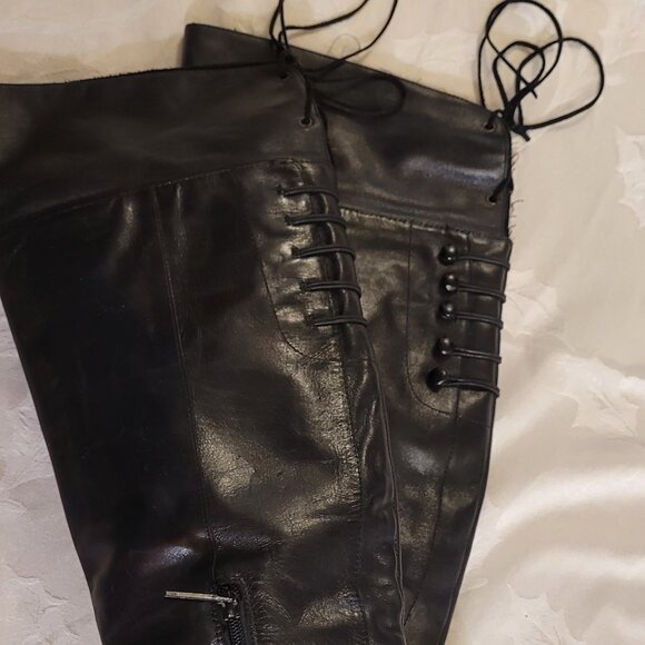 Nine West Over-the-Knee Black Leather Boots EUC - Picture 3 of 8